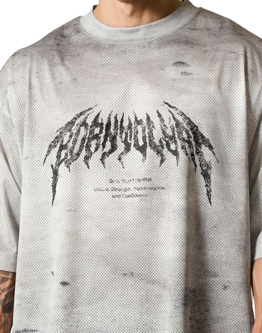 新品未使用LYFT デスメタルロゴ メッシュTシャツリフト Sサイズ 白