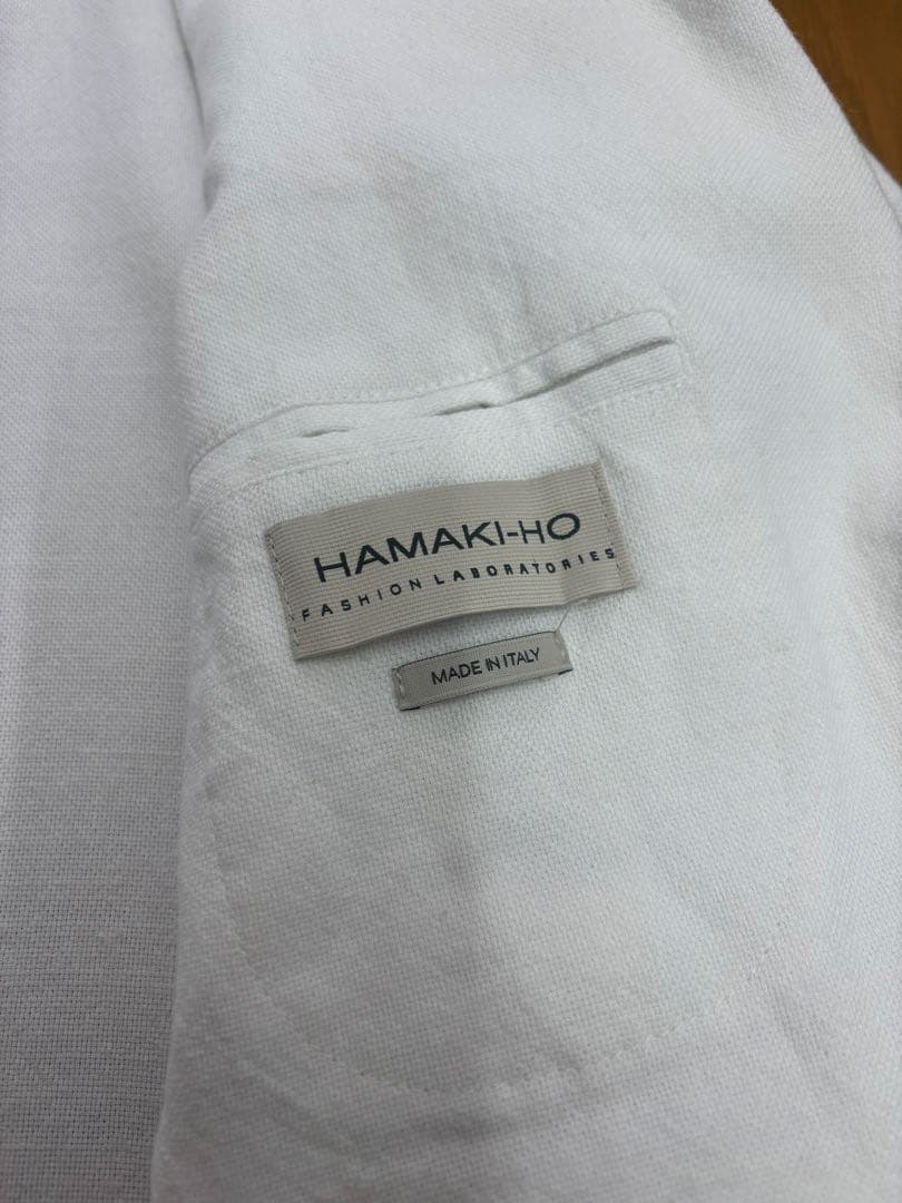 未使用・タグ付　ハマキホ　テーラードジャケット　ホワイト　サマー　麻混　2XL