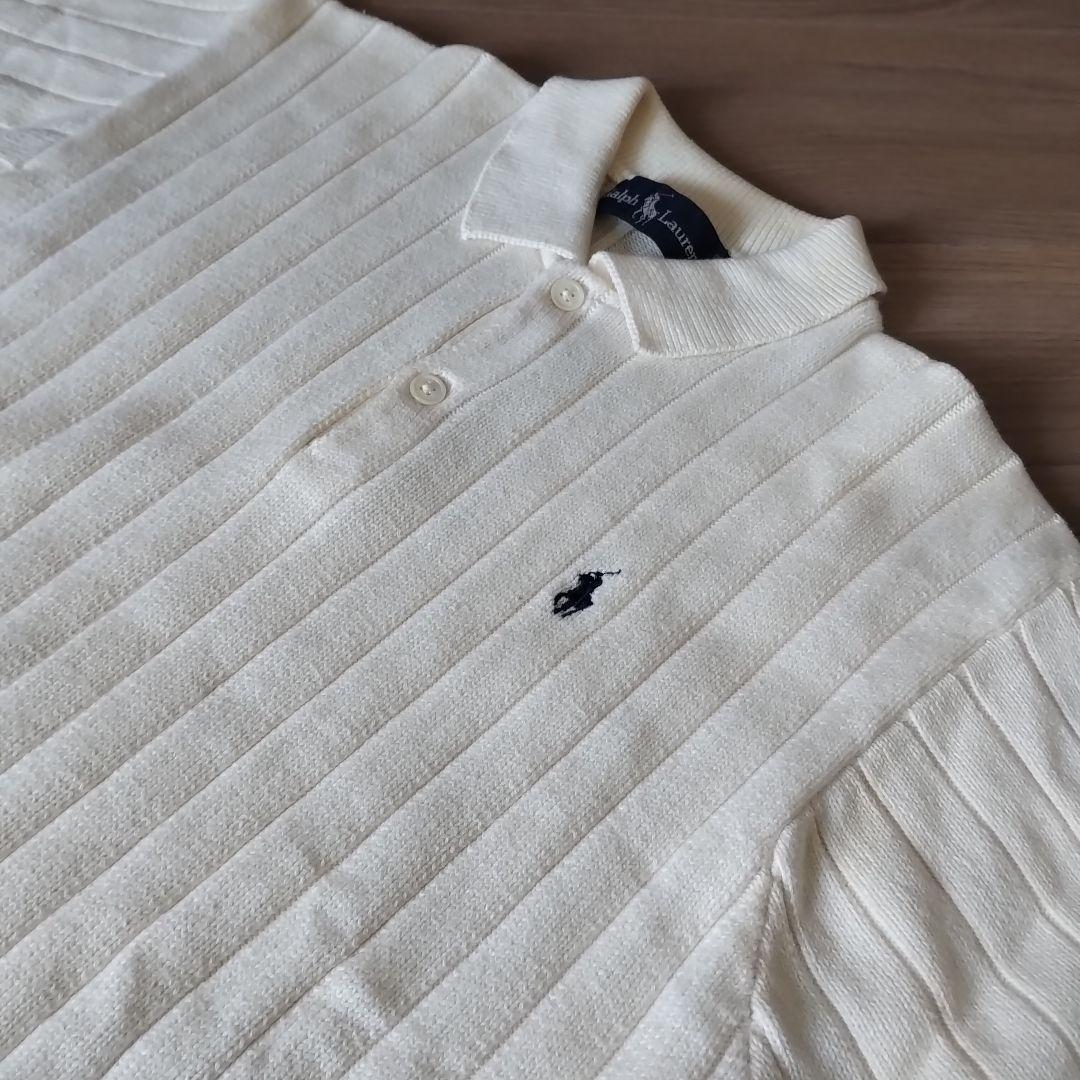 【極稀少】Ralph Lauren ポニー刺繍 半袖ニットポロシャツ キナリ M