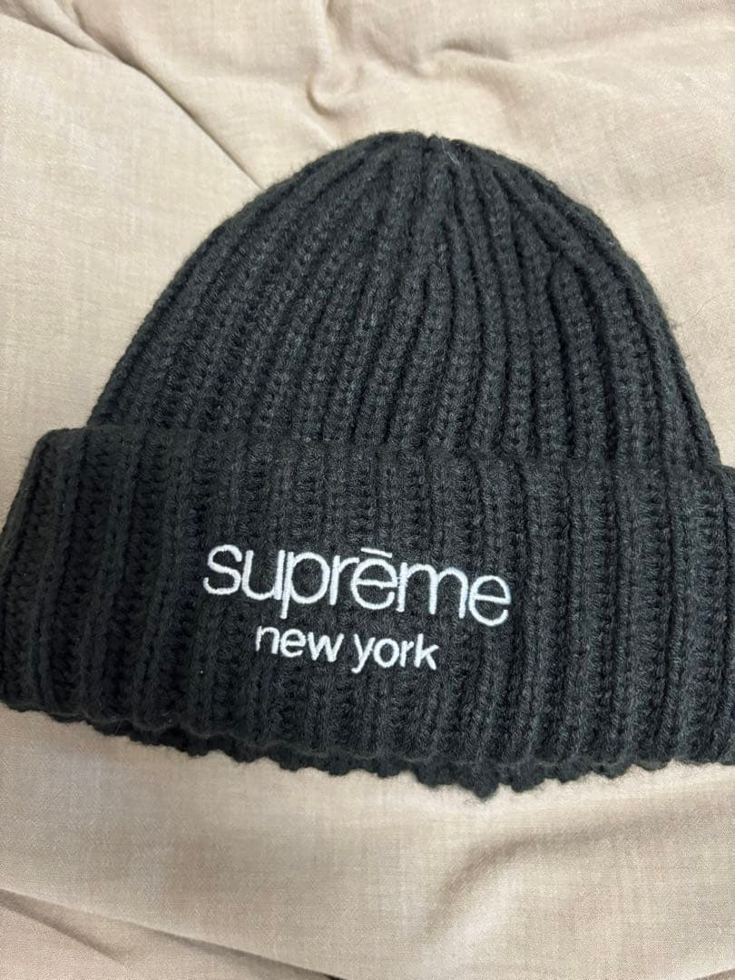 Classic Logo Chunky Ribbed Beanie　黒