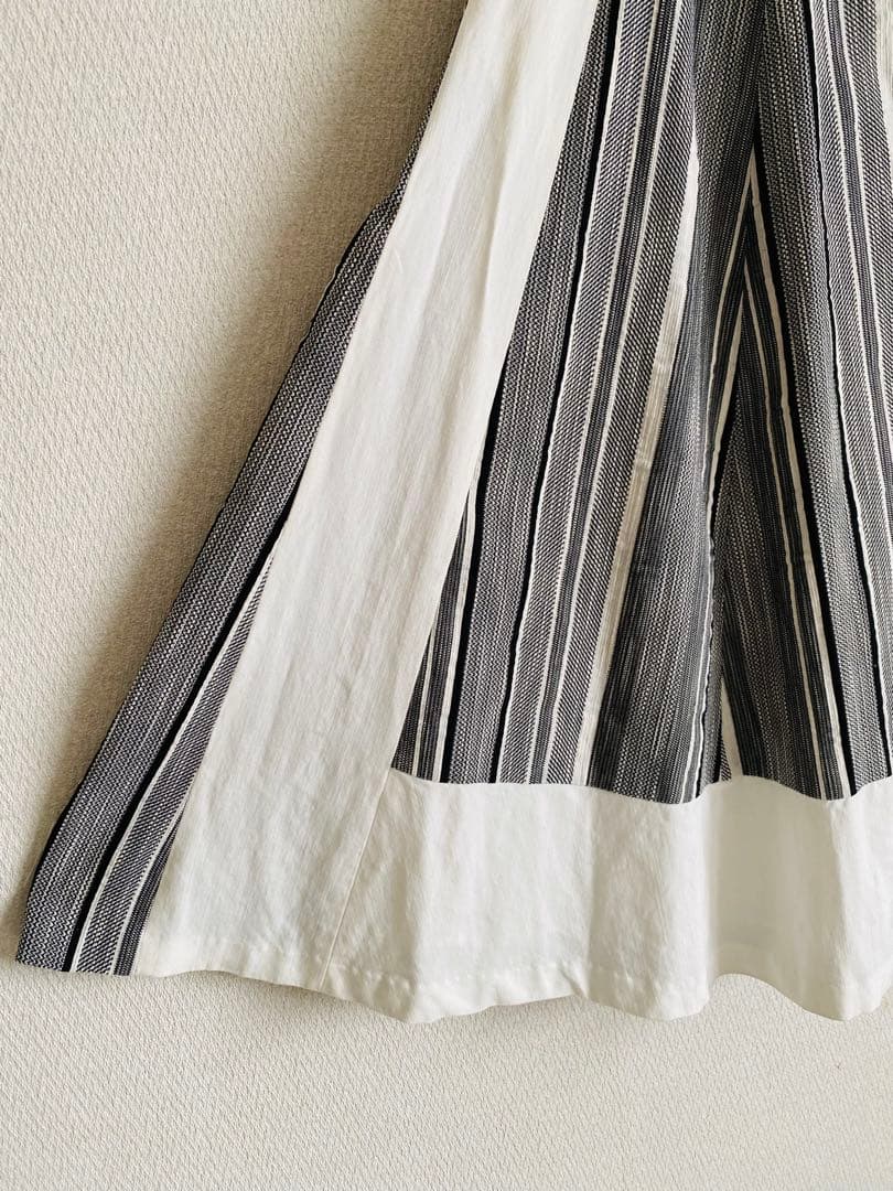 美品 ADORE ランダム ストライプ ジャガード スカート リネン混 アドーア