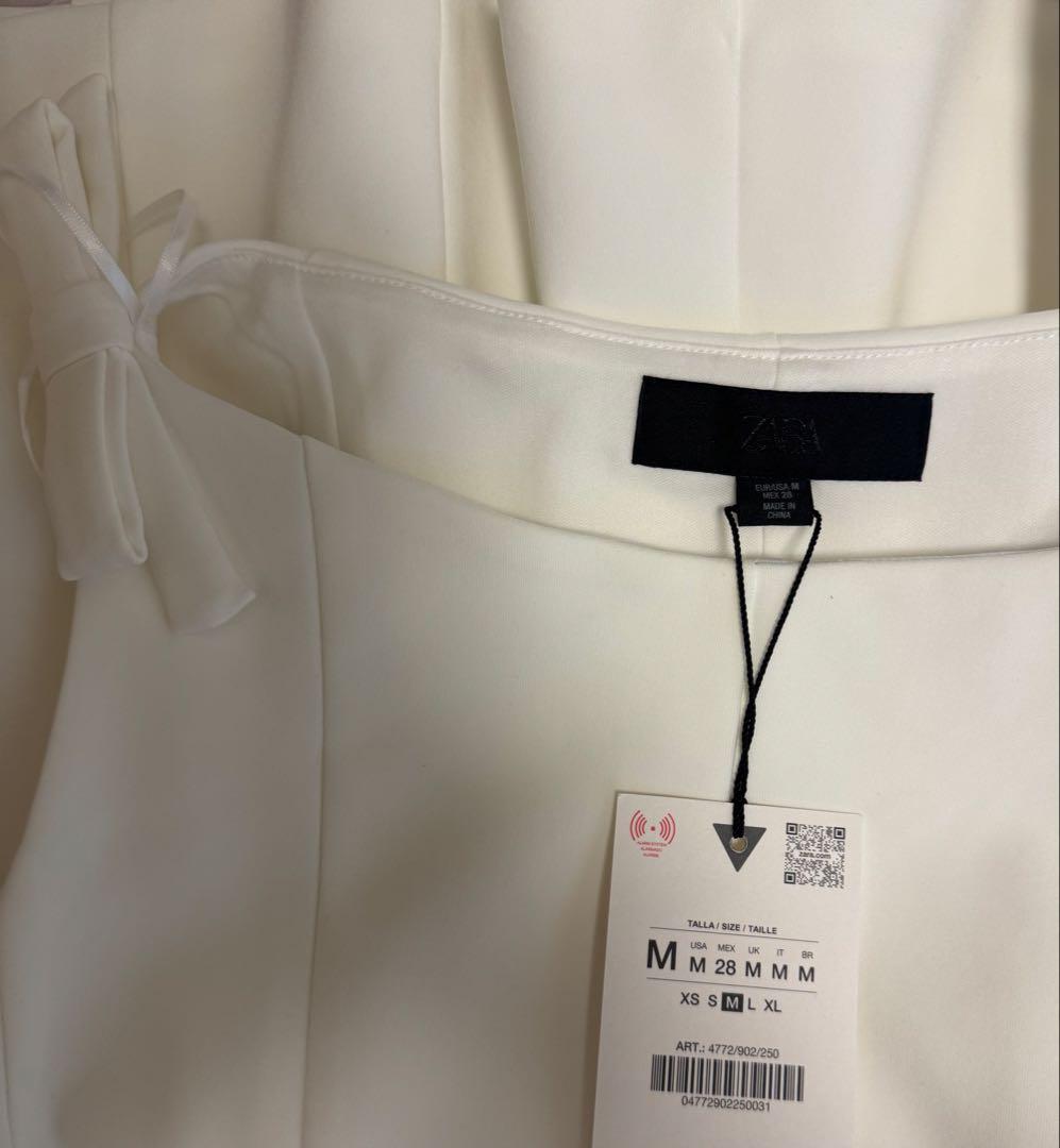 ZARA ぺプラムリボントップス M新品タグ付き