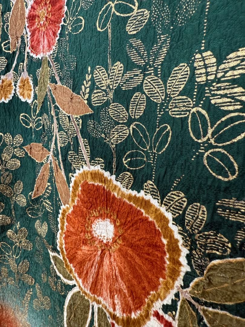 296)着物　振袖　正絹　絞り　美品　身丈157cm