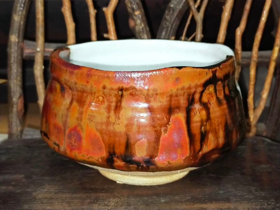 ♥美濃焼　茶碗　片身替わり　骨董品