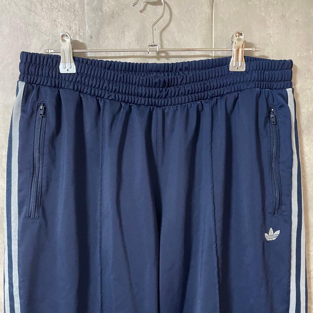 adidasアディダストラックパンツジャージ紺ネイビー水色ラインズボンワイド希少