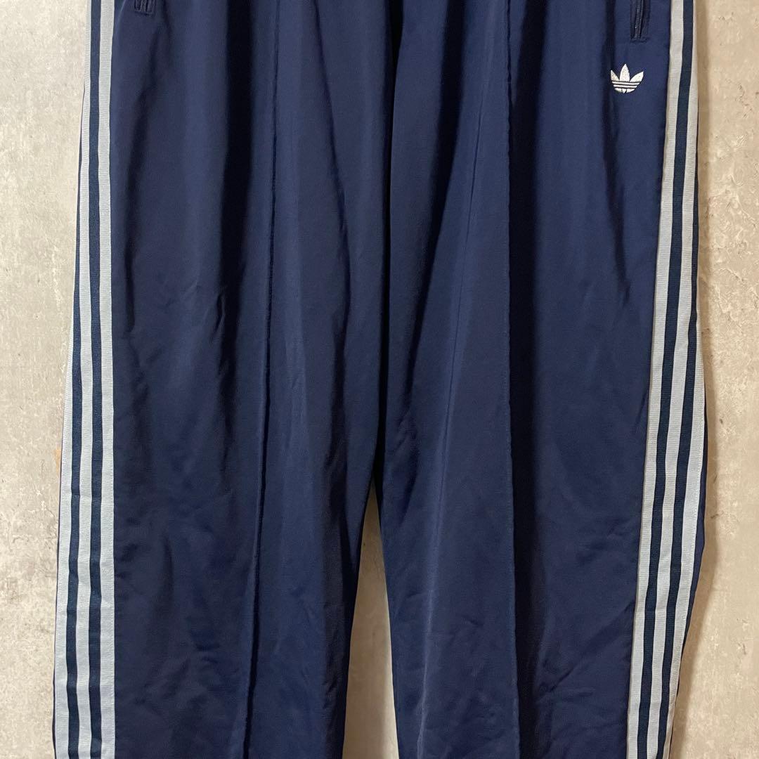 adidasアディダストラックパンツジャージ紺ネイビー水色ラインズボンワイド希少
