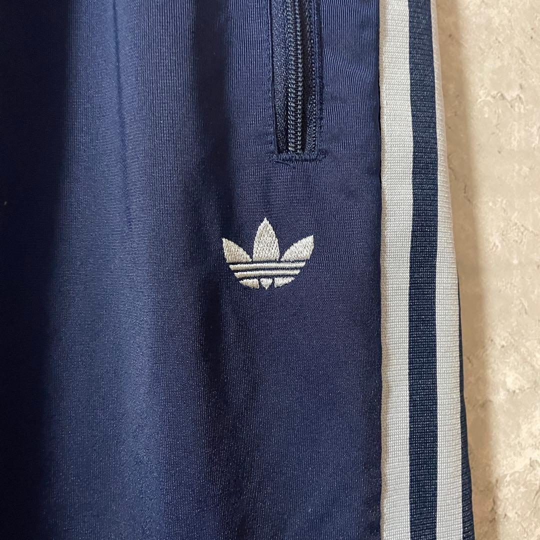 adidasアディダストラックパンツジャージ紺ネイビー水色ラインズボンワイド希少