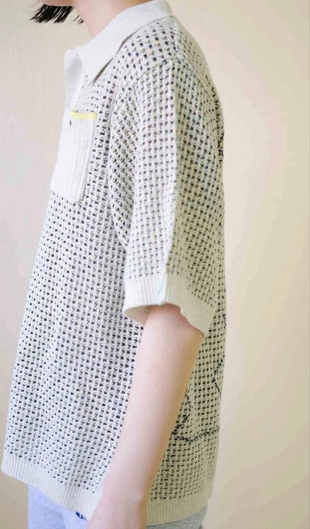 【美品】pamm 後ろ姿の寛大なインテリアメッシュポロ ポロシャツ ニット 半袖