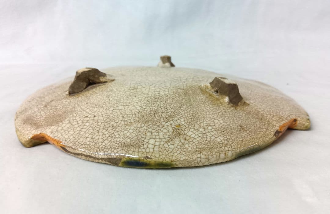 古山窯　織部　丸皿5枚セット　赤津焼　雀　骨董　アンティーク　銘々皿