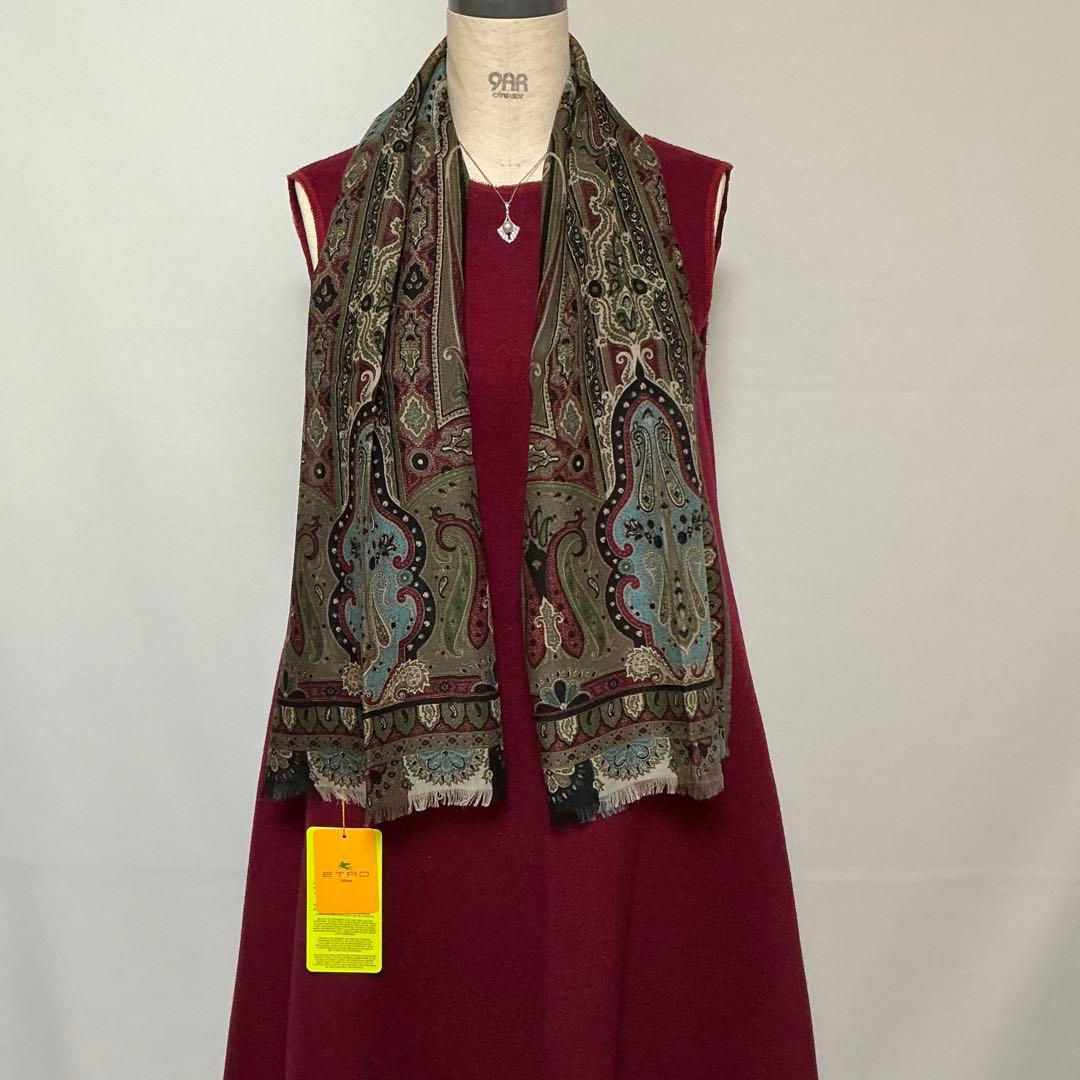 洗練されたデザイン　ETRO 正規品　ペイズリー スカーフ　ショール　J