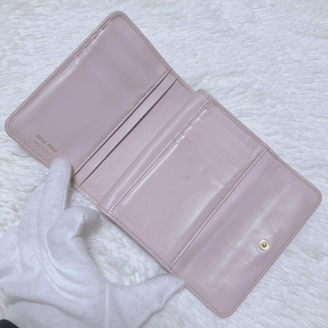 ♡美品♡MIU MIU マテラッセ 三つ折り財布 L字 ファスナー ピンク 金具