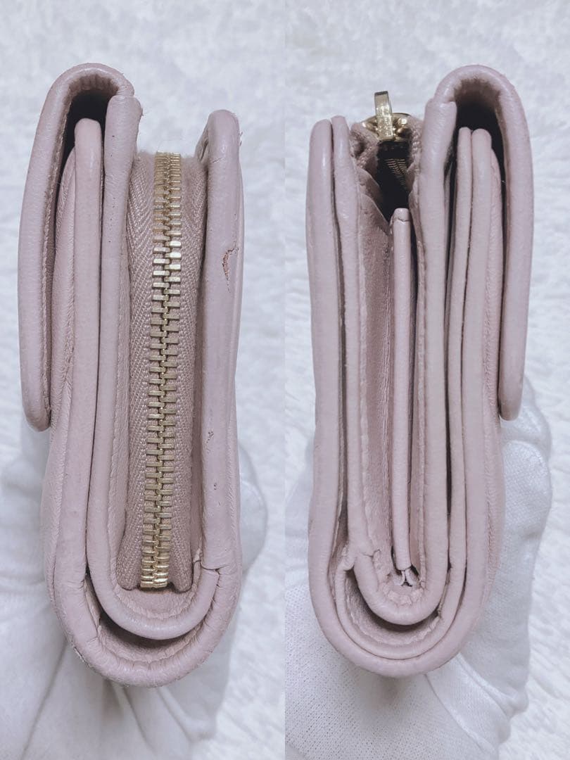 ♡美品♡MIU MIU マテラッセ 三つ折り財布 L字 ファスナー ピンク 金具