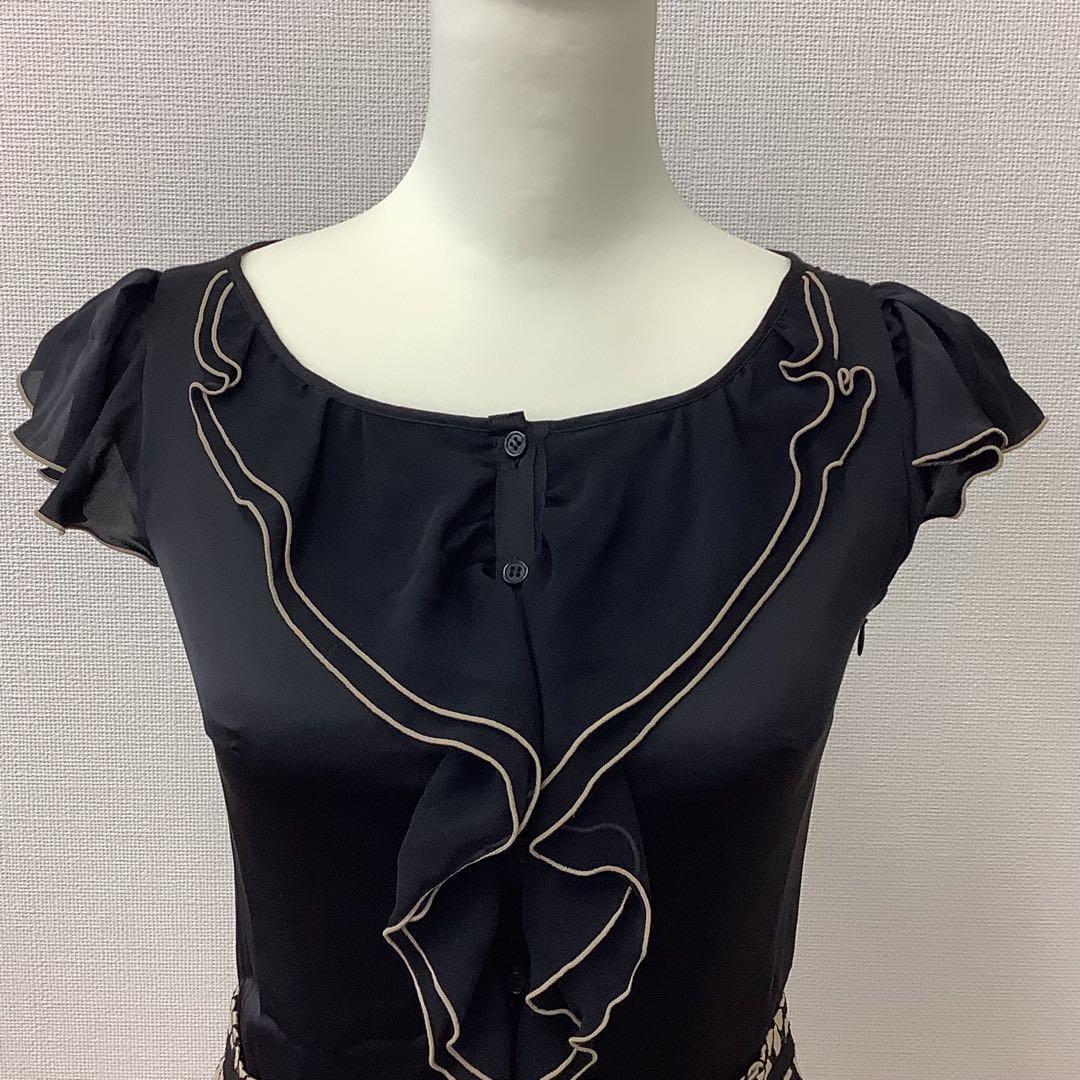 【0】TOCCA ♡ トッカ フラワーレース 切替ワンピース ブラック ベージュ
