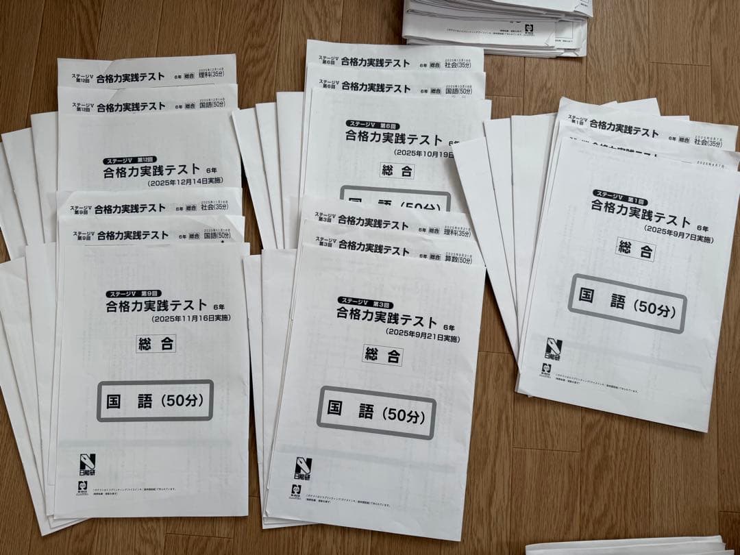 日能研6年（2025年度）　公開模試　育成テスト　夏講習など