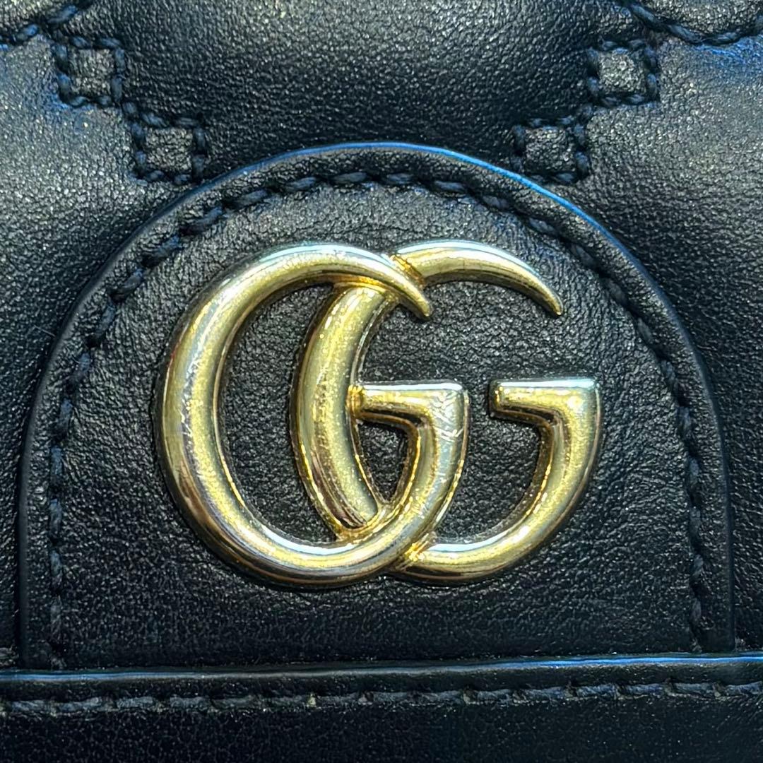 ジ*可様 GUCCI マトラッセ マーモント ミニウォレット ブラック 最終値下