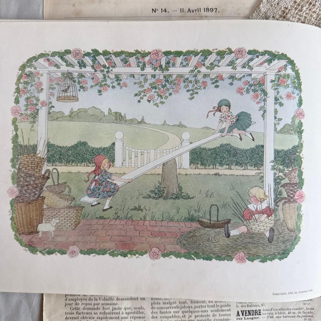 1912年アンティーク美しい絵本フランス語　洋書ジャンクジャーナル古書ルメール