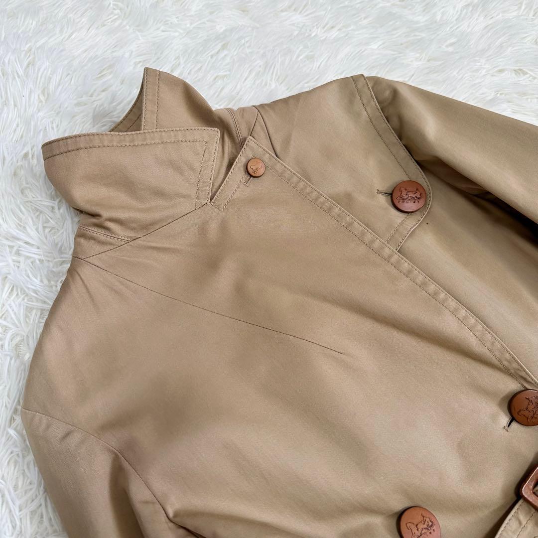 セリーヌ CELINE トレンチコート ロゴボタン 36 ベージュ ベルト付き