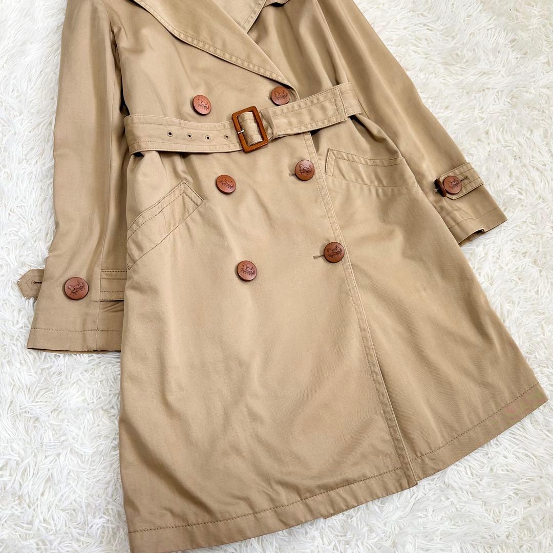セリーヌ CELINE トレンチコート ロゴボタン 36 ベージュ ベルト付き