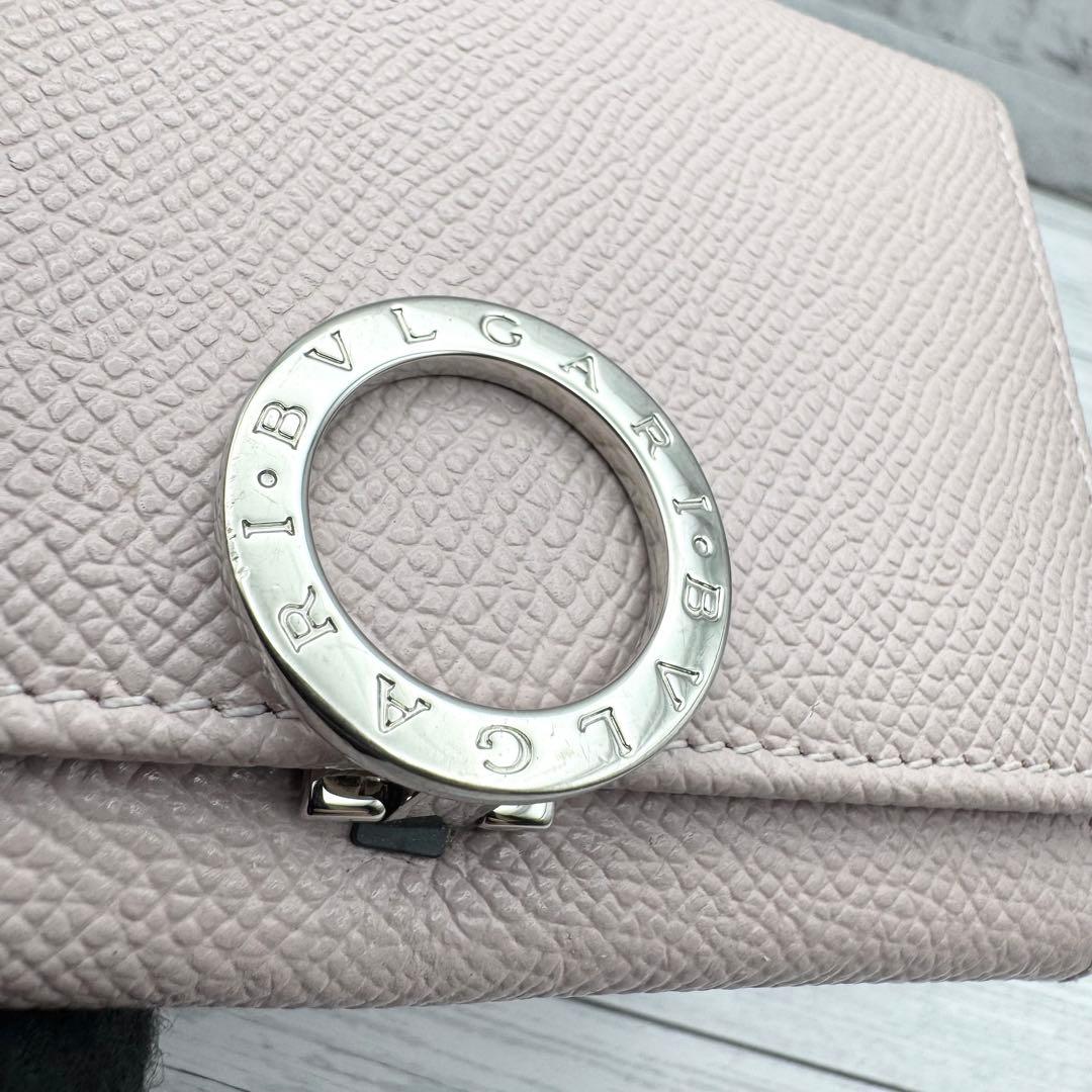 【美品】ブルガリ　名刺入れ　ビーゼロワン　ロゴクリップ　レザー　ピンク