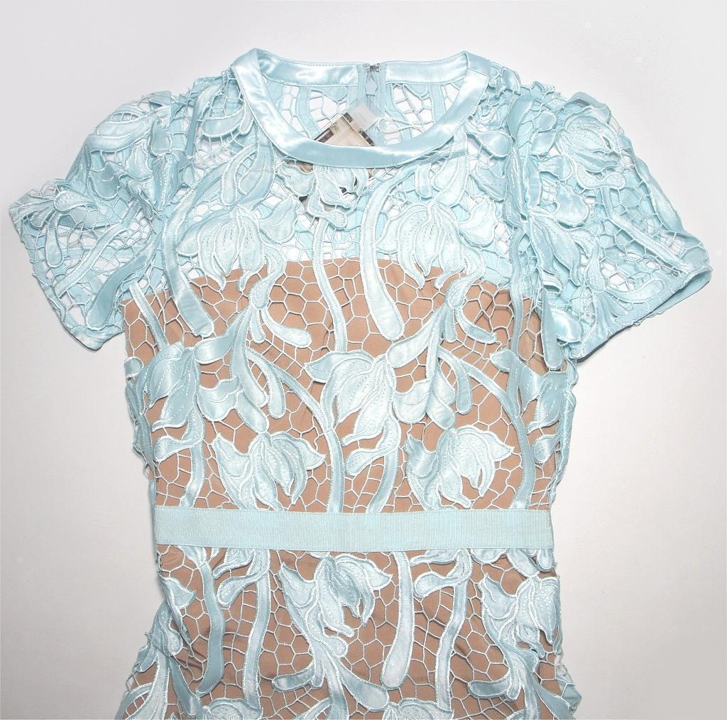 ス*゜様 セルフポートレイト レース ワンピース 水色 UK8 未使用 Lace