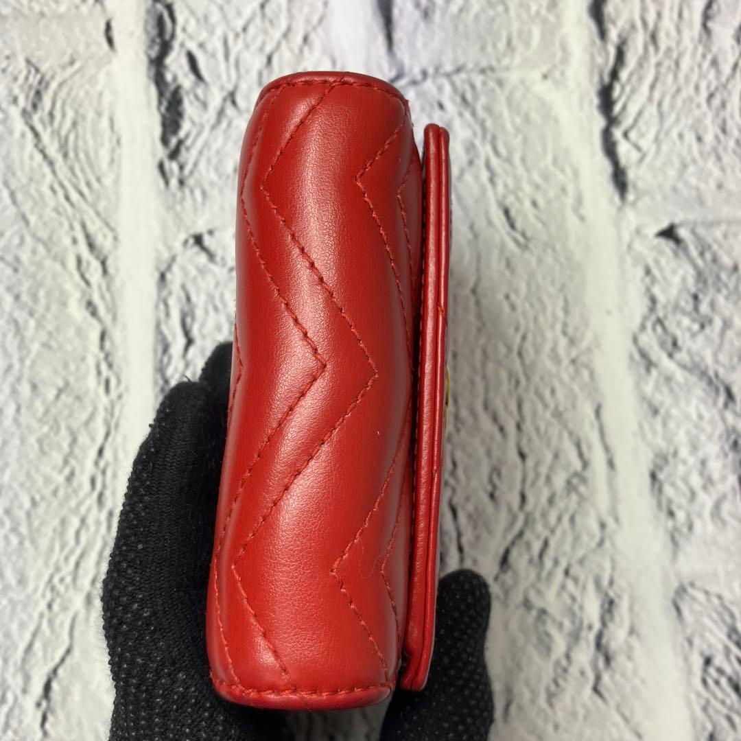 美品✨グッチ マーモント ゴールド金具 キルティング 本革 レザー 三つ折り財布