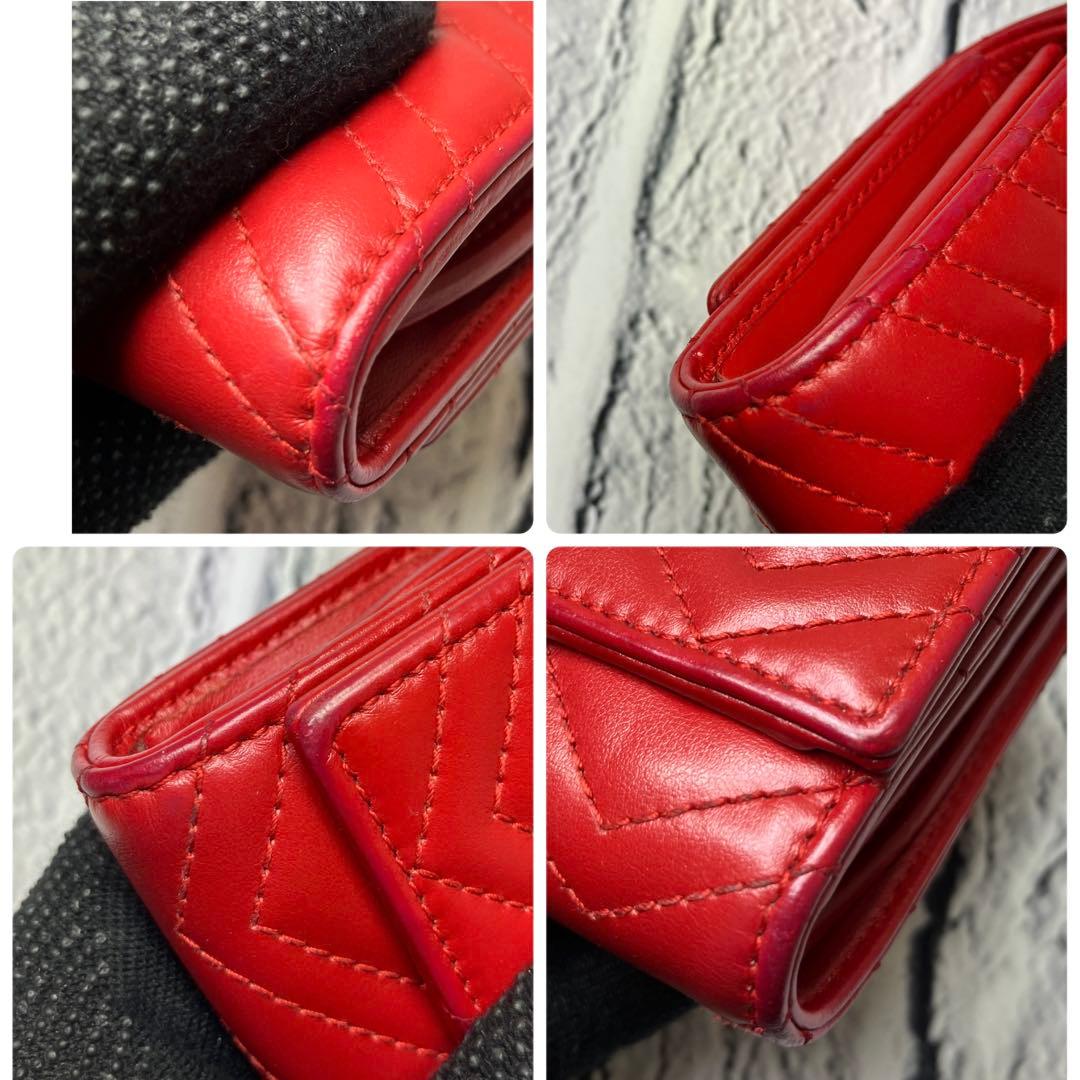 美品✨グッチ マーモント ゴールド金具 キルティング 本革 レザー 三つ折り財布