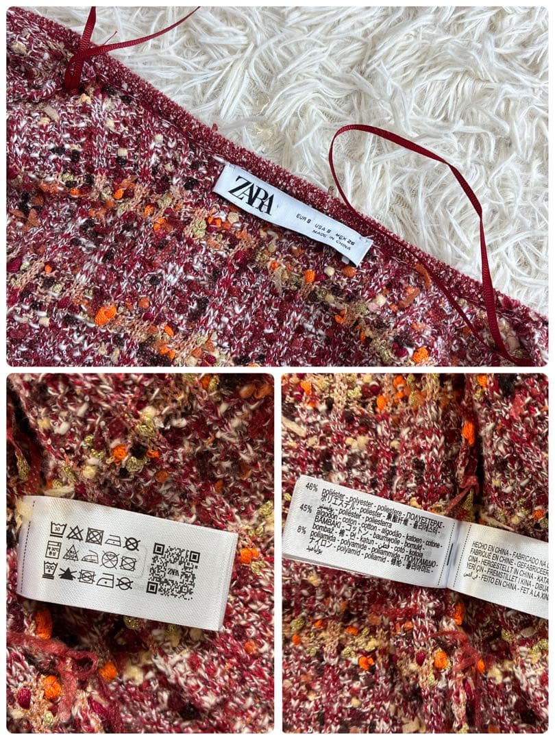 未使用級✨ZARA 完売品 テクスチャー ニット カーディガン 金ボタン M相当
