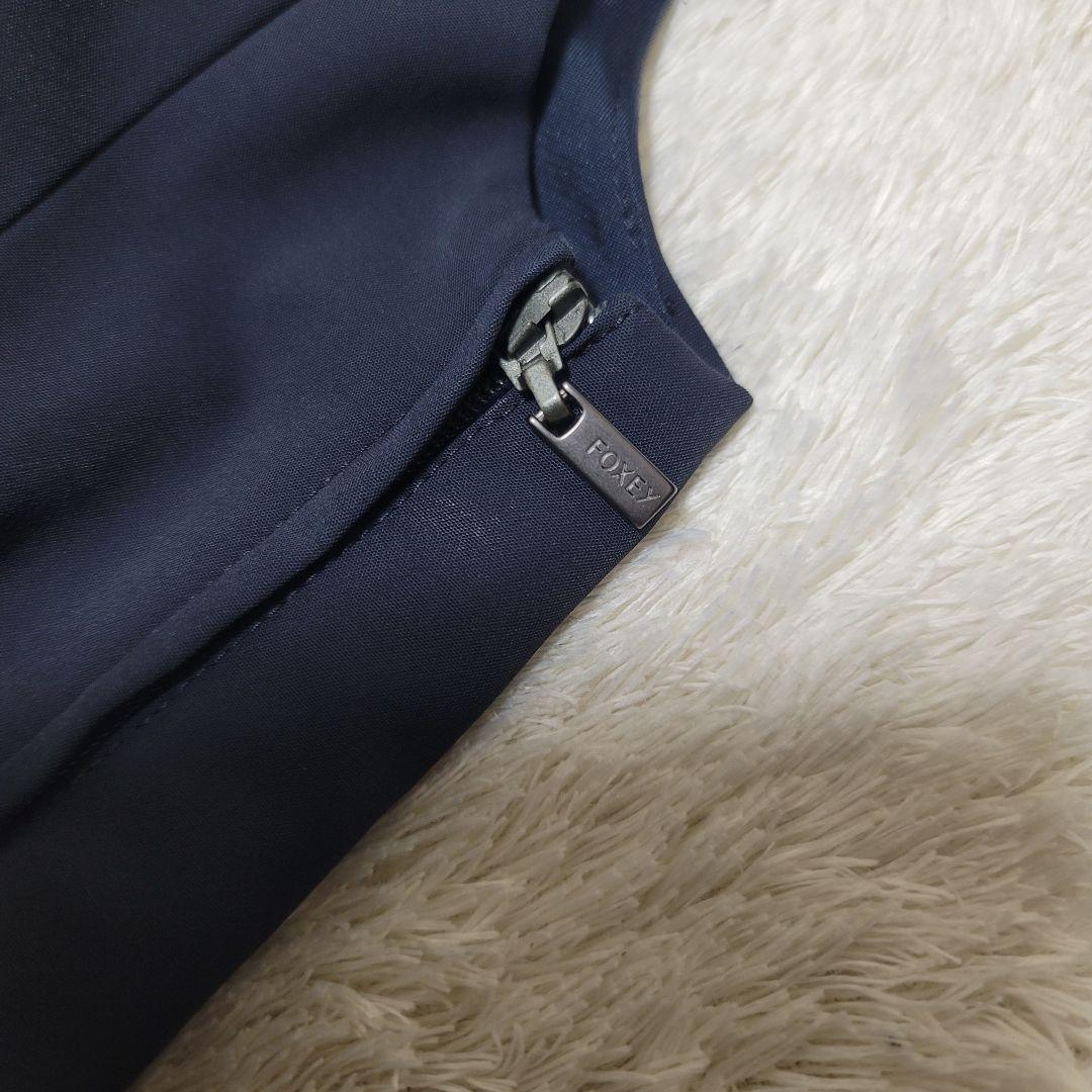 美品✨フォクシーニューヨーク　ワンピース　ネイビー　トロミ素材