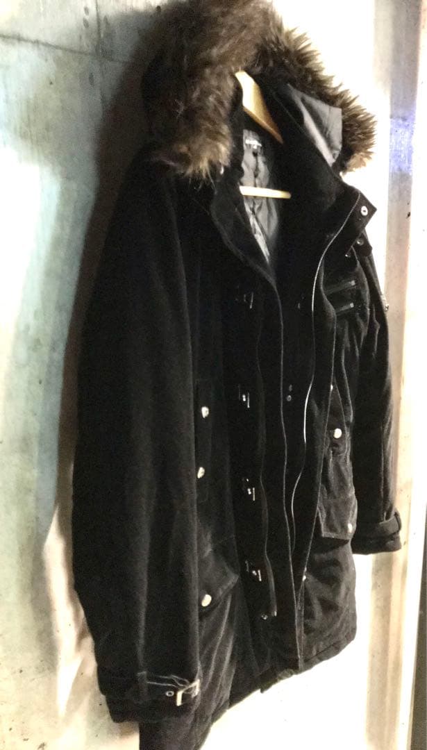 SALE 希少　大人気　ブラック　ファー付き　コート　メッキ　送料込