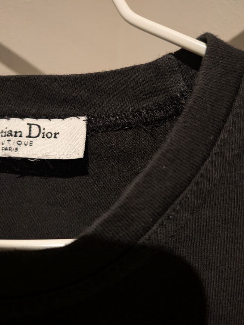 Christian Dior Tシャツ デニムフリンジパッチワークロゴ 黒 M