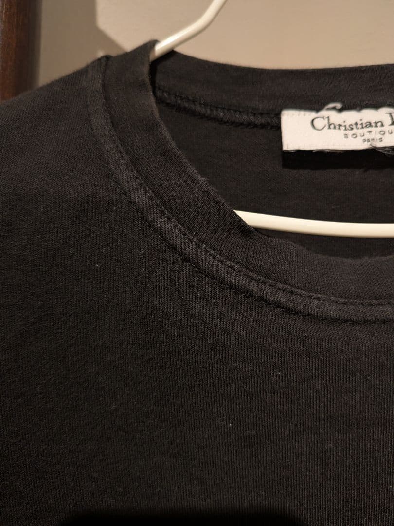 Christian Dior Tシャツ デニムフリンジパッチワークロゴ 黒 M