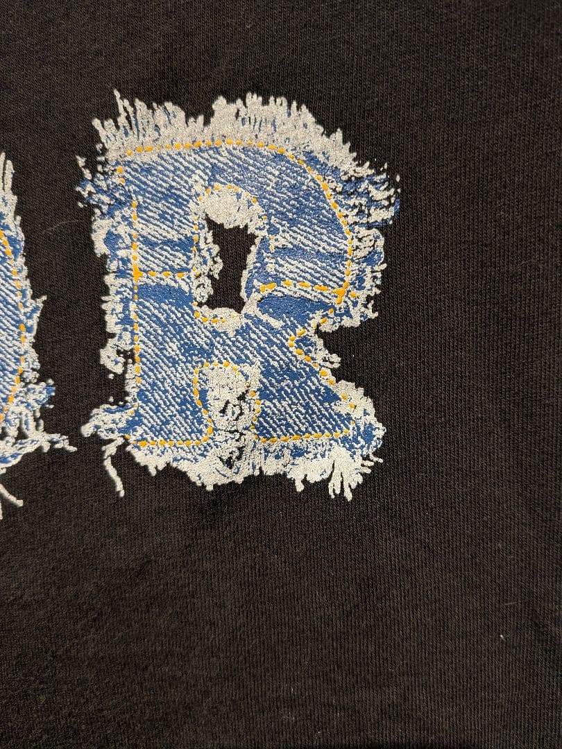 Christian Dior Tシャツ デニムフリンジパッチワークロゴ 黒 M