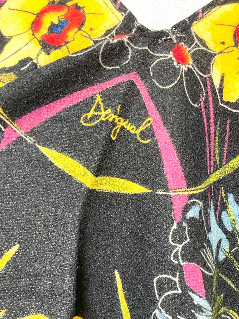 Desigual 花柄フリンジ付きストール 大判ストール