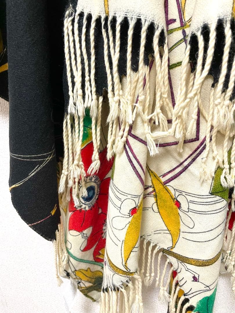 Desigual 花柄フリンジ付きストール 大判ストール