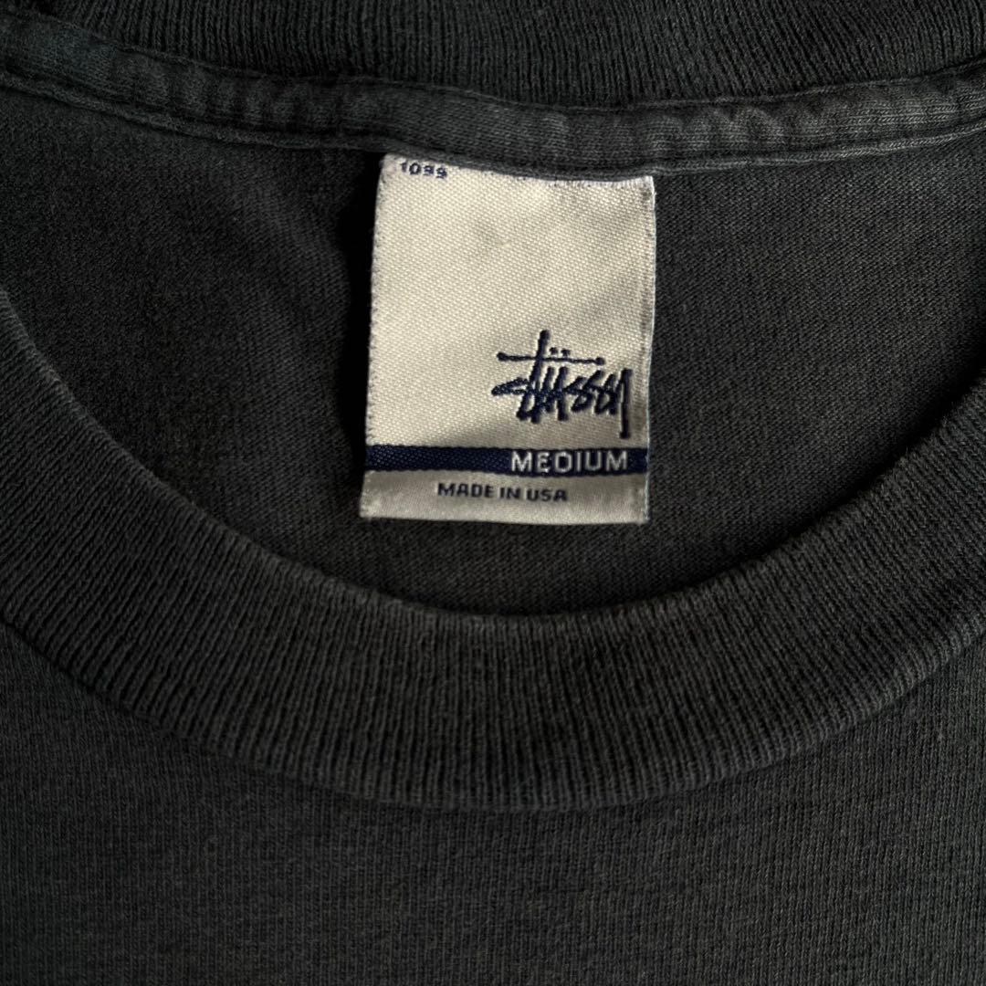 “ゆんさま専用” old stussy 銀タグ プリント Tシャツ 墨黒