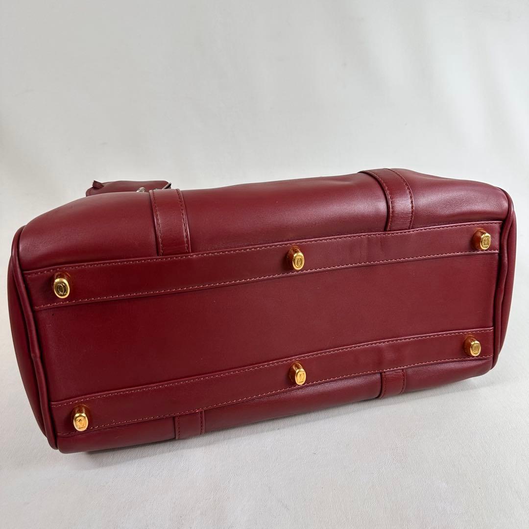 美品 カルティエ マストライン 35 ボルドー ミニボストン ハンドバッグ