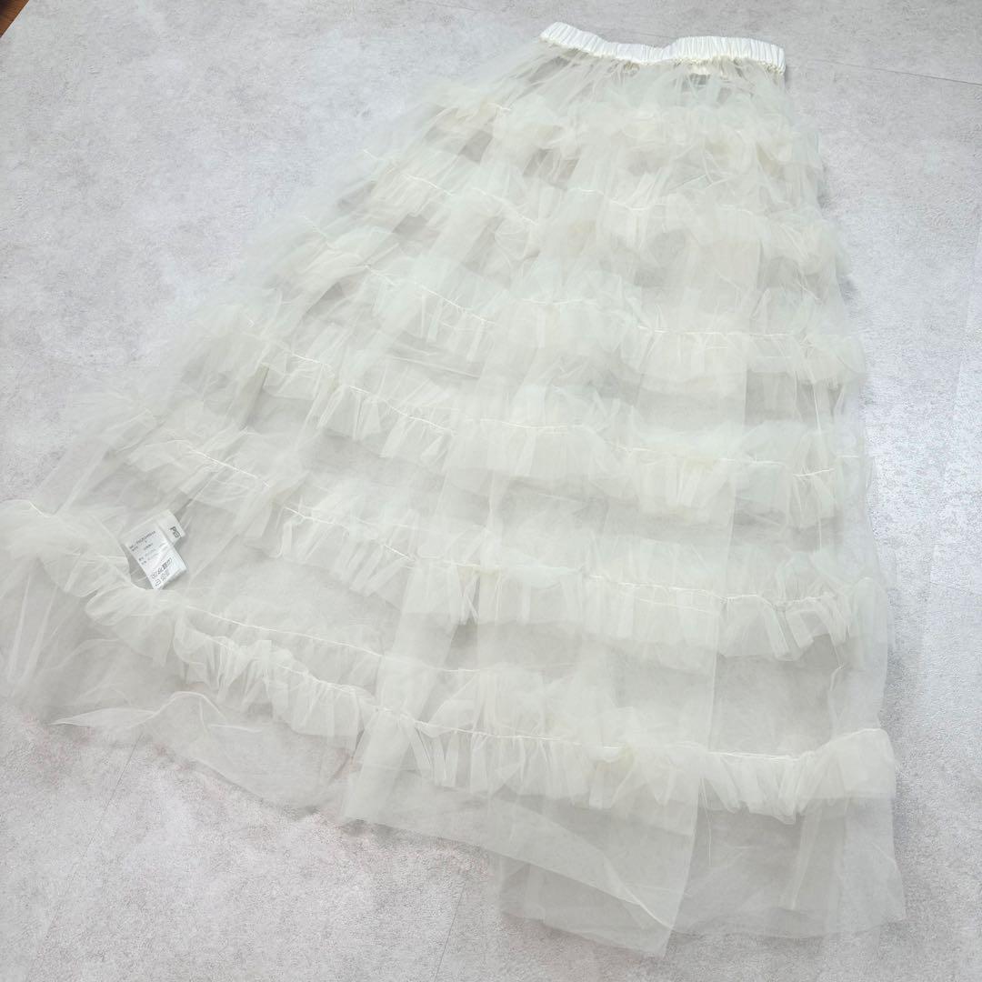 24AW✨美品✨定価約2万✨PERNA シースルーフリルチュールスカート