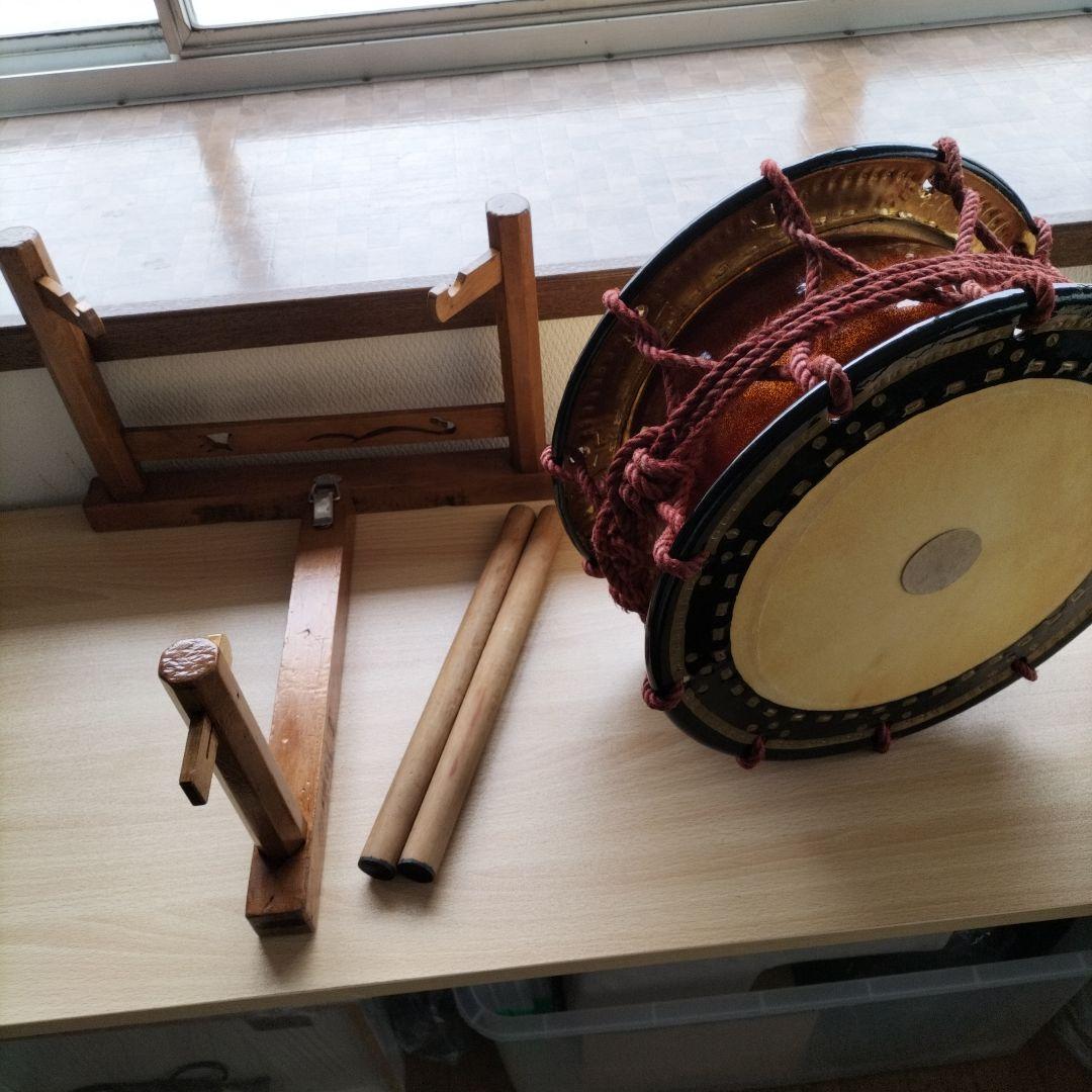 締太鼓　テレン台　バチ2本付　中古品②