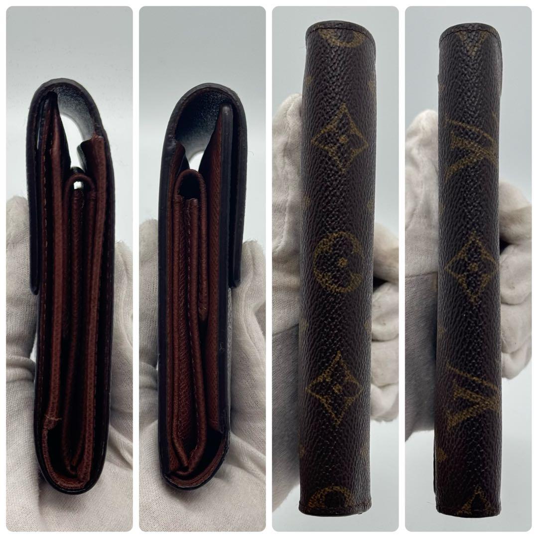 【美品】ルイヴィトン　モノグラム　エテュイパピエ　三つ折り財布　財布　ブラウン