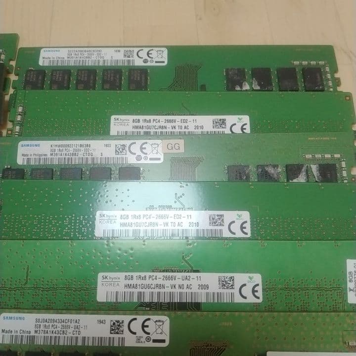 DDR4 メモリ PC4-2666他　8GB8枚、4GB8枚