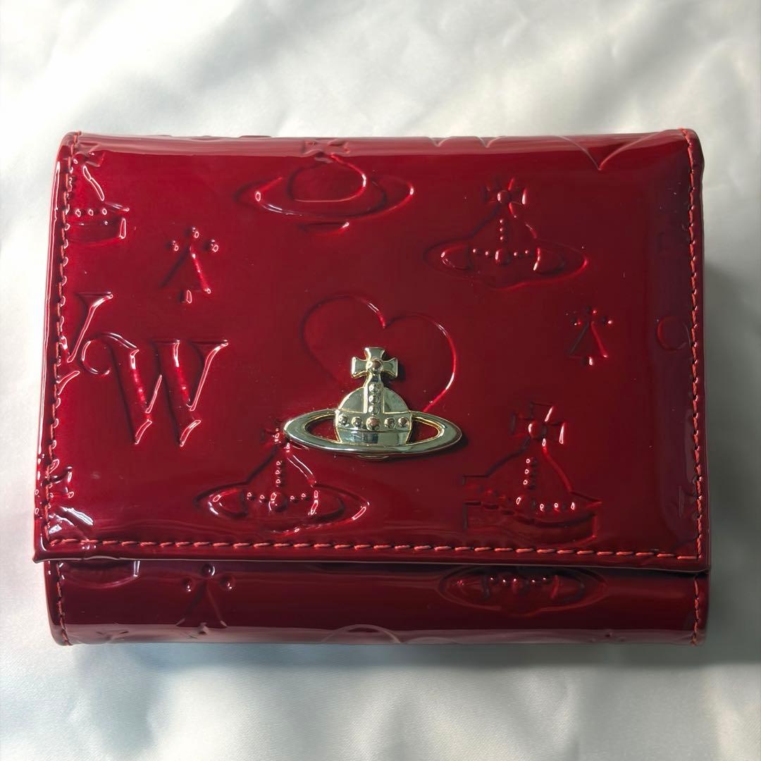 Vivienne Westwood 三つ折財布 エナメル レッド がま口 オーブ