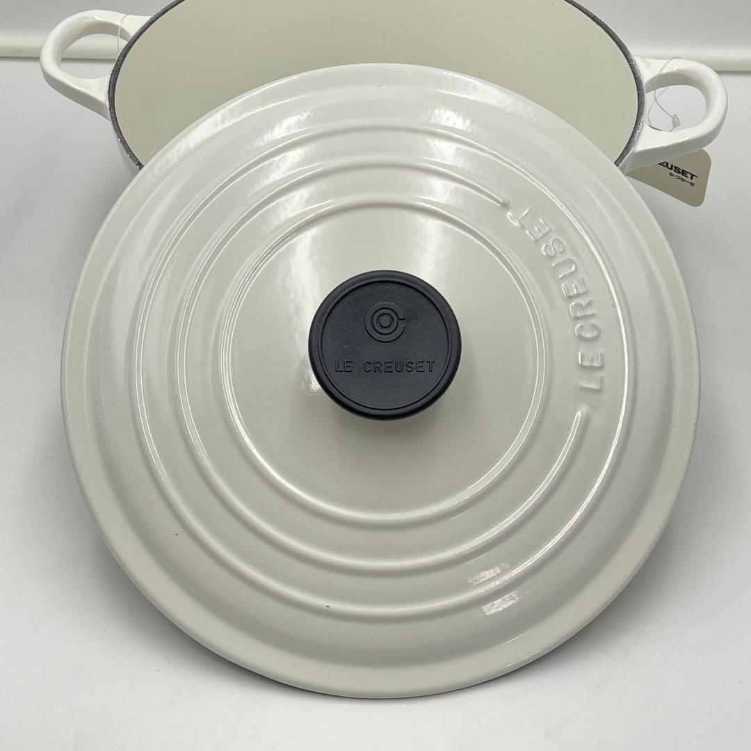美品　ルクルーゼ ココットロンド　24cm ホワイト 両手鍋