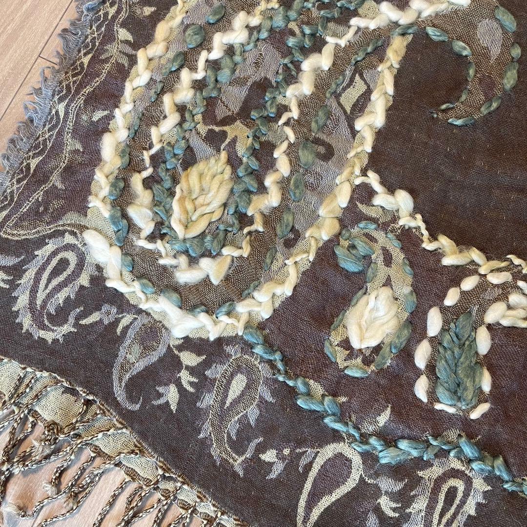 ウール刺繍&ジャガードストール