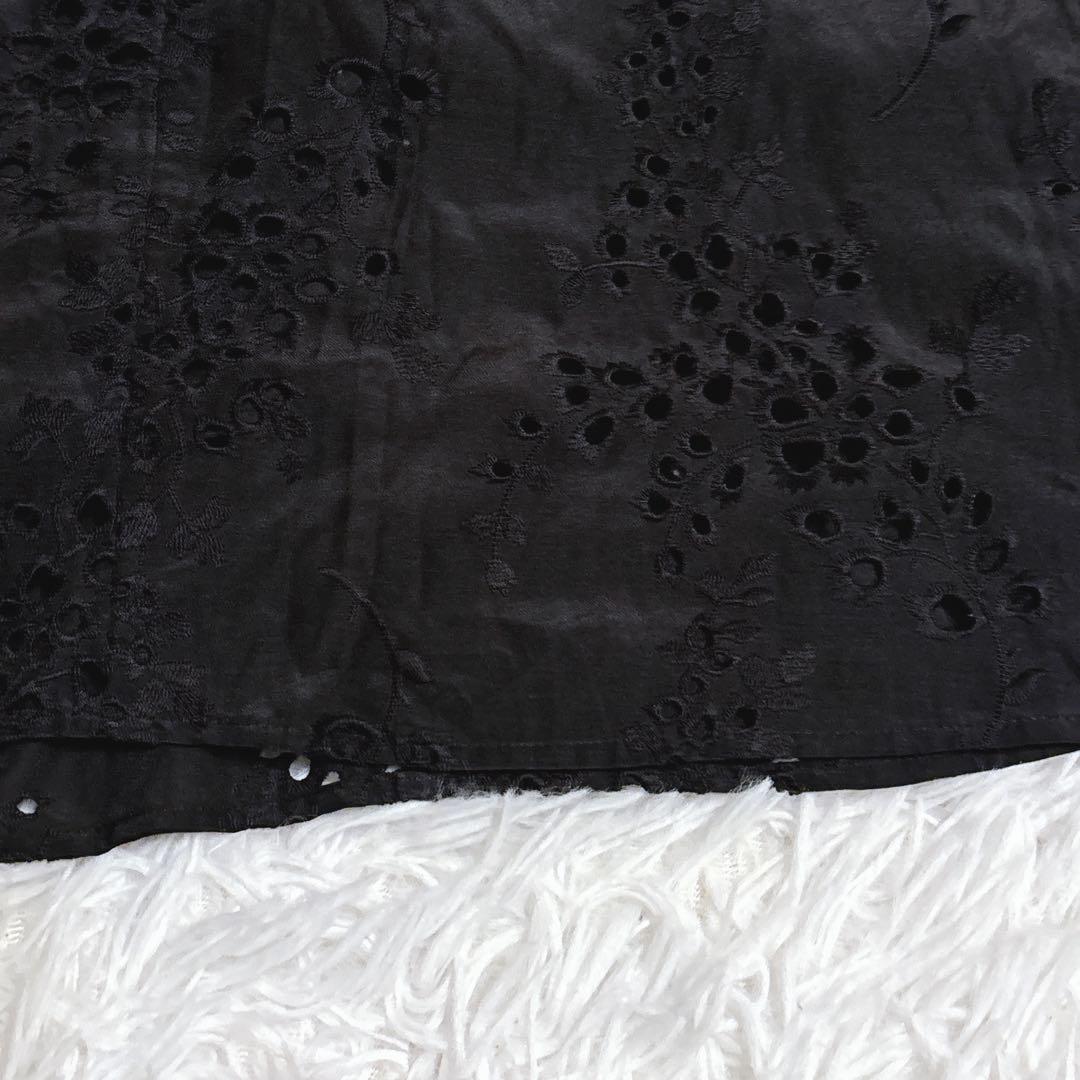 theory luxe アイレット レーススカート ロング　　シルク混 38 黒