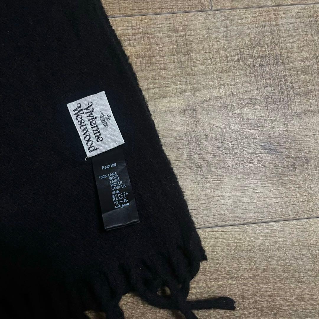i*X様 Vivienne Westwood 黒 マフラー ウール フリンジ付き