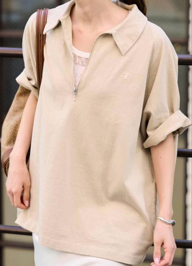 FRAMe WORK チャンピオン 別注JERSEY HALF ZIP TEE