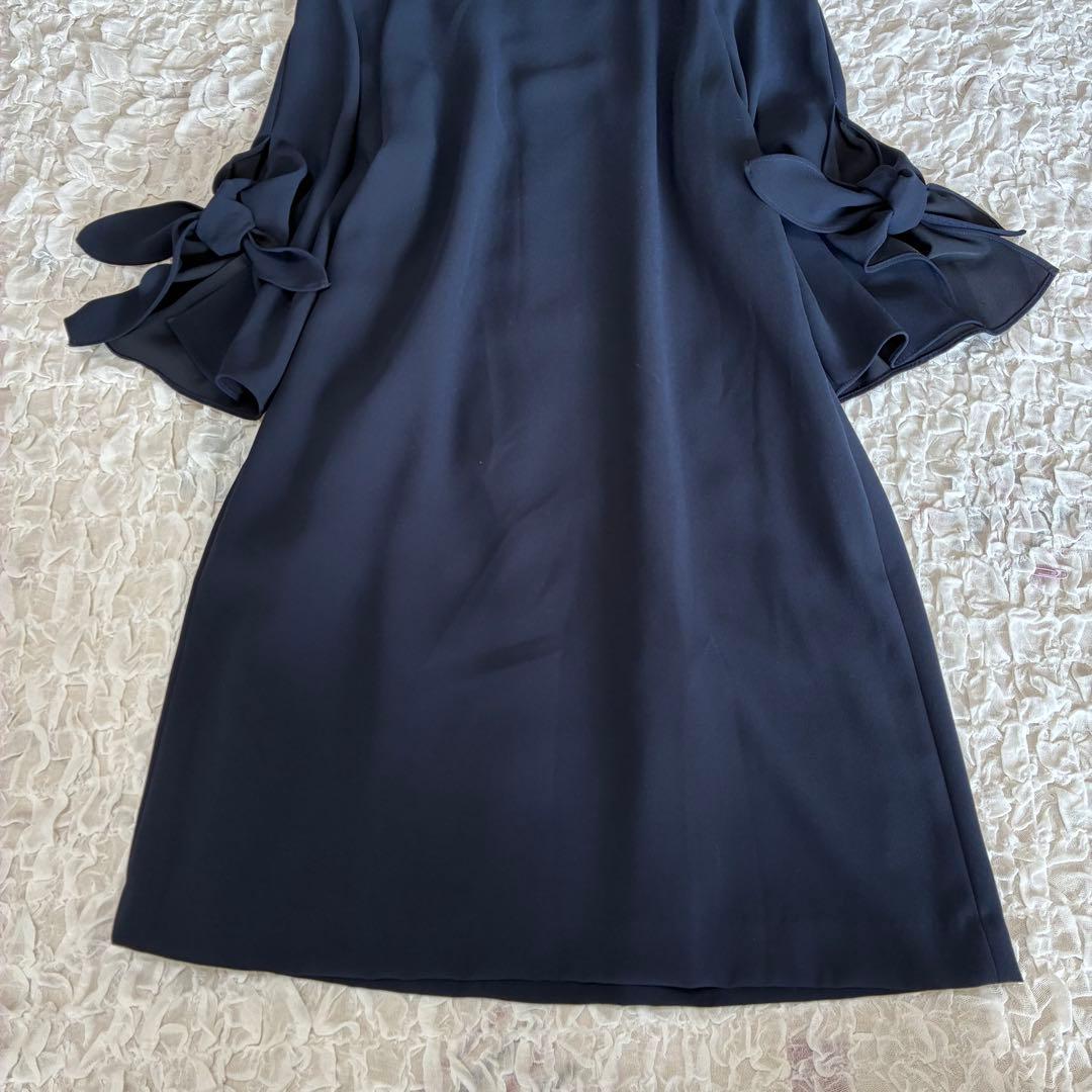 【美品】ADORE アドーア ドライタッチジョーゼットリボンスリーブワンピース
