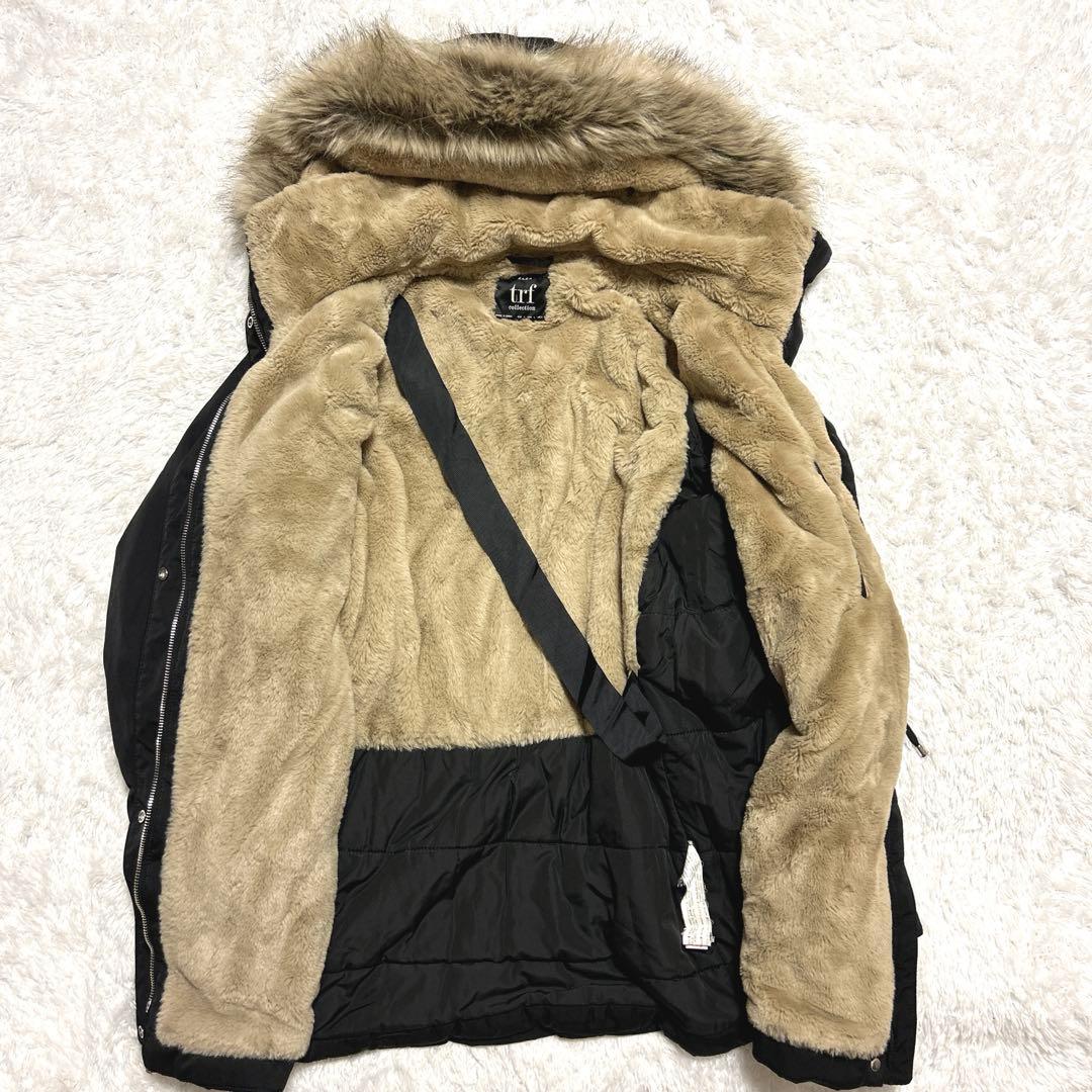 ふわふわ✨ZARA ザラTRF 裏ボア モッズコート L ファー付フード 美品