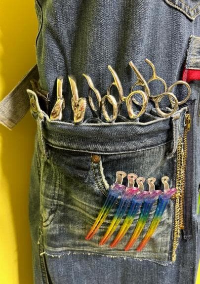 デニムエプロン 　シザーバック　美容師　トリマー　ハンドメイド