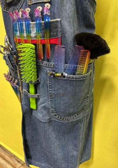 デニムエプロン 　シザーバック　美容師　トリマー　ハンドメイド